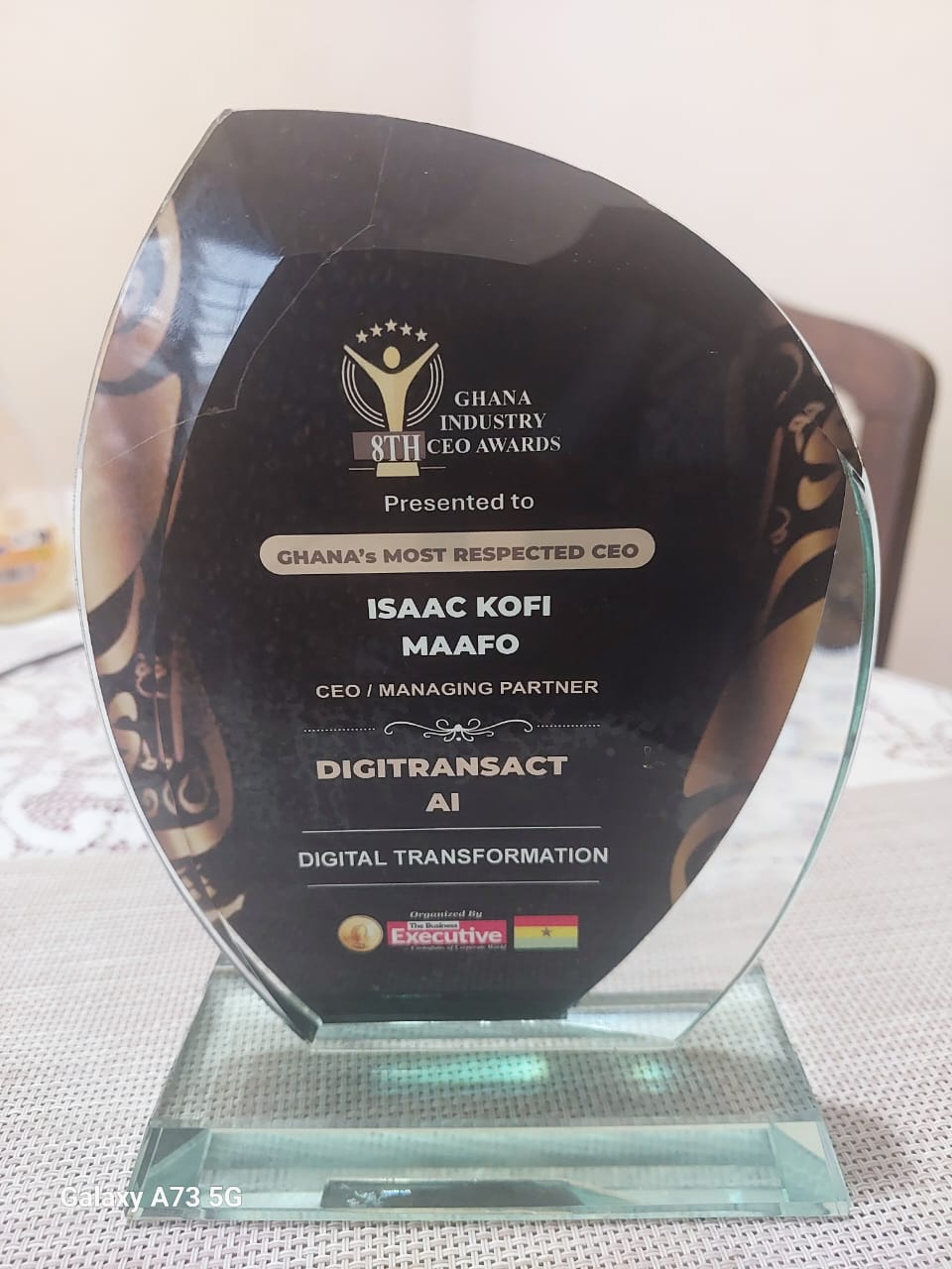 Ghana's Most Respected CEO 2025 Glass Trophy