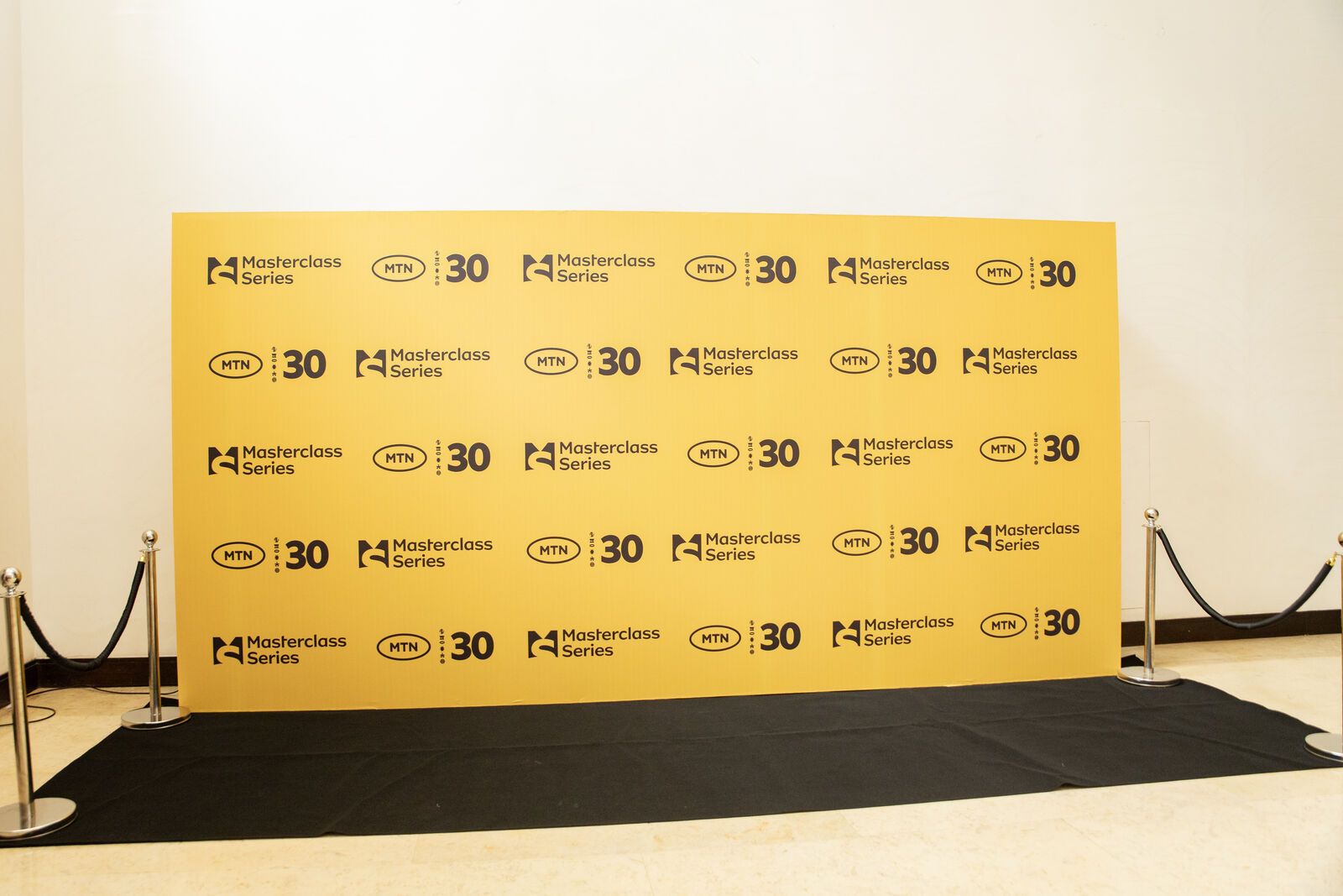 MTN Masterclass Series branded backdrop at the Kempinski Hotel, Accra